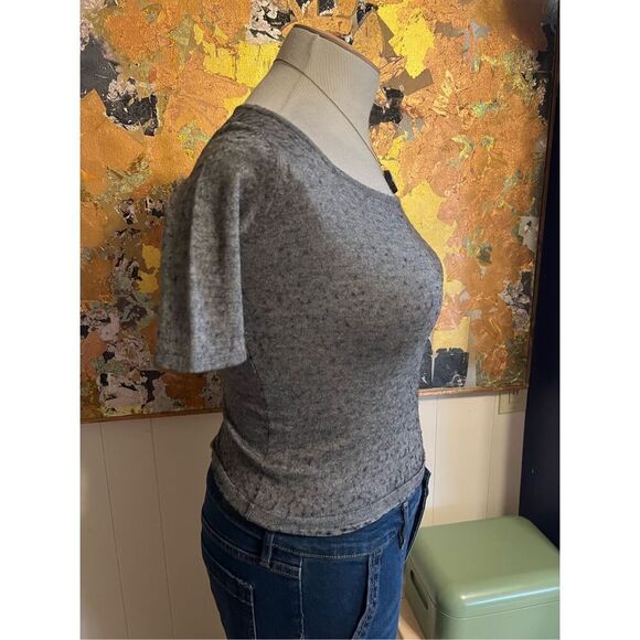 Comme Ca Ism Soft Gray U Neck Pullover Short Sleeve Sweater S - Picture 2 of 8
